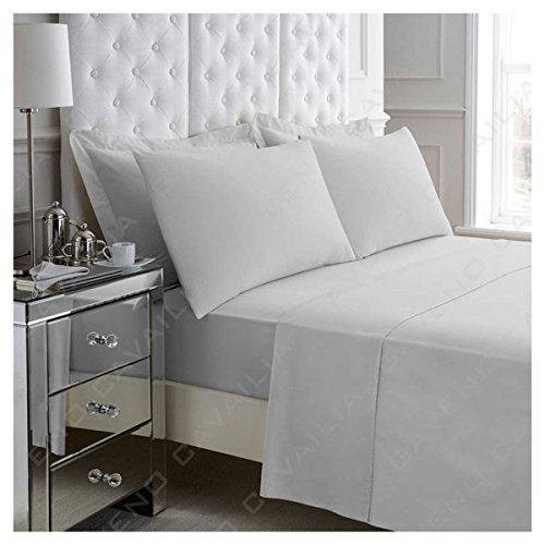 Gaveno Cavailia Non-Iron Percale Flat Sheet, Polyester-Cotton [ Super King - Silver ]