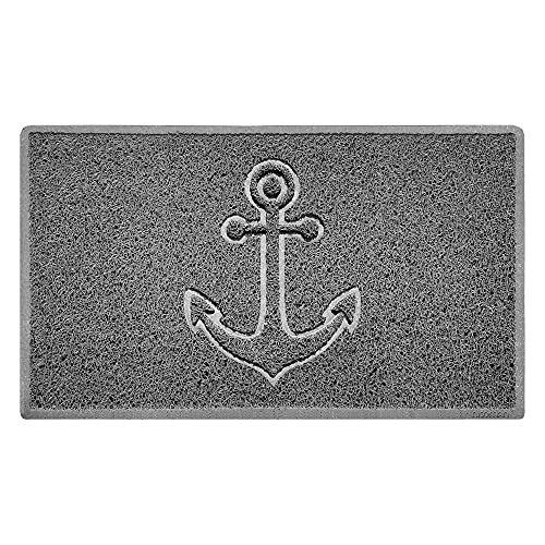 Nicoman Anchor Embossed Shape Door Mat Dirt-Trapper Washable Barrier Doormat-(Use Indoor or Sheltered Outdoor)-(75x44cm/29.5x17.3inches,Medium) Grey
