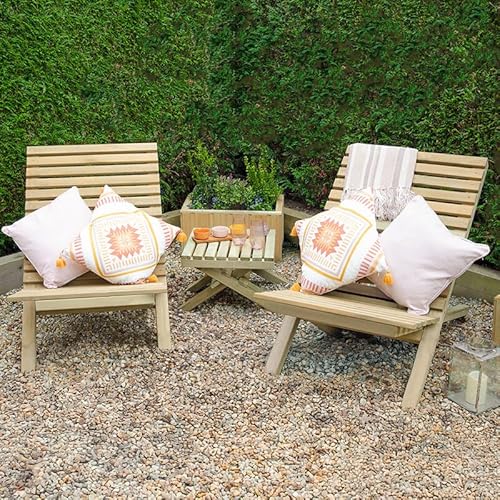 Forest Garden Slatted Wooden Garden Table and Chairs Set 2'3 x 3'11 (0.68m x 1.19m)