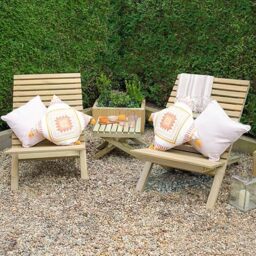 Forest Garden Slatted Wooden Garden Table and Chairs Set 2'3 x 3'11 (0.68m x 1.19m)