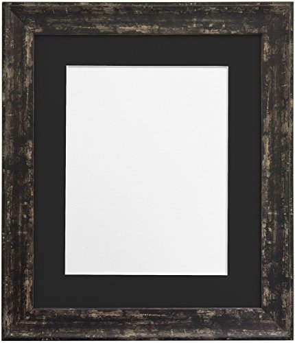 FRAMES BY POST Distressed Industrial Black Photo Frame with Black Mount 40x50cm Pic Size A3 (Plastic Glass)