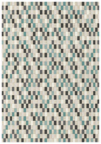 Aspect TURQUOISE MOSAIC Geometric Check Pattern Area Rug-Multi-colour (Teal, 120x170cm), RUG252/170