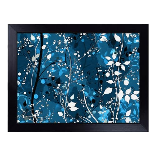 Lap Tray with Bean Bag Cushion, Floral - Handmade in the UK, Raised Wooden Edge, Padded Cushion, Heat-Resistant Wipe-Clean Surface, for Meals, Laptops and Crafts