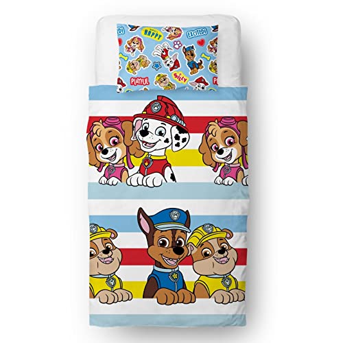 PAW PATROL Official Single Childs Duvet Cover Set - Pupster Design Reversible 2 Sided Bedding Including Matching Pillow Case - Brands Single Bed Set