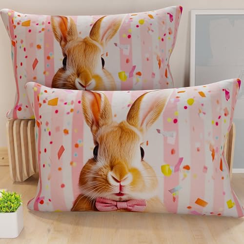 PETTI Artigiani Italiani - Set of 2 Easter Cushion Covers 40x80 cm in Microfibre, Easter Decorative Cushions for Bedroom, Sofa and Living Room, 2 Decorative Pillow Covers, 100% Made in Italy