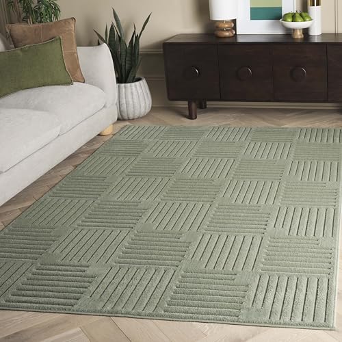 SAFAVIEH Selena Collection Modern Rug for Living Room, Dining Room, Bedroom, Short Pile, Green, 160 x 229 cm