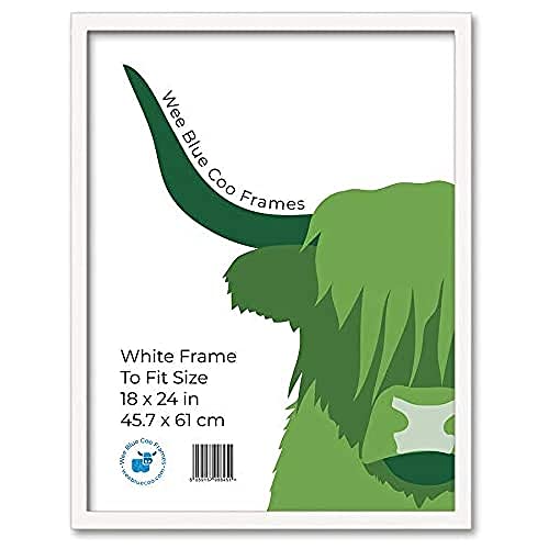 18x24 White Wooden Picture Frame 18 x 24 Inch (45.7 x 61 cm) Acrylic Safety 'Glass' Photo Frame