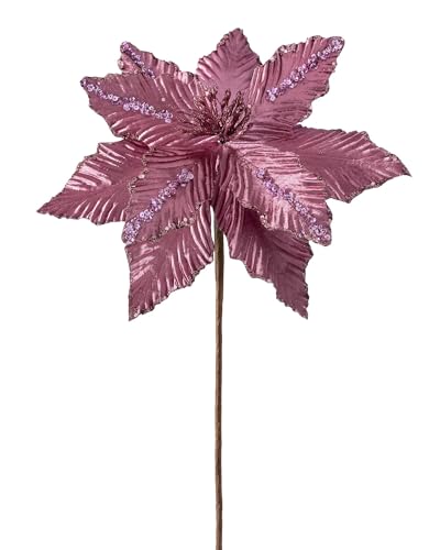 WeRChristmas Artificial Poinsettia Christmas Tree Flower Decoration, Dark Pink, 28 cm