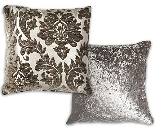 Emma Barclay Damask - Luxury Chenille Jacquard Cushion Cover in Charcoal - 17x17 (43x43cm)