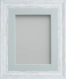 Frame Company Lynton Rustic White Photo Frame with Light Blue Mount, 16x12 for 12x10 inch, fitted with perspex