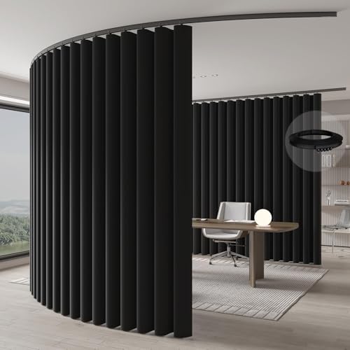 "Jilron Room Divider Curtain Ceiling Curtain Track Set for Blackout and Privacy (Black Curtain + Black Track) 106"" W x 84"" L -1 Piece"