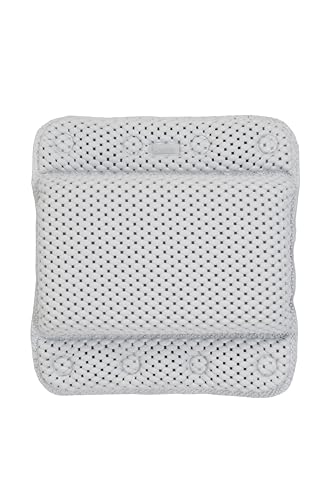 Croydex Teviot Padded Bath Pillow with Slip-Resistant Non Slip Suction Cups, PVC Material and Drainage Holes, Comfortable Pressure Relief Design in White