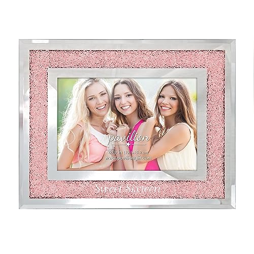 Pavilion - Sweet Sixteen Picture Frame, Party Decor, Happy 16th Birthday For Girl, Sweet 16 Party Photo Frame, Crystal Frame, Gifts For Birthday Girl, Pink, Overall Size: 7.25??? x 9.25