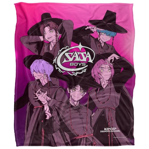 Kpop Demon Hunters Saja Boys Demons Silky Touch Super Soft Throw Blanket 152 X 127 Cm, White