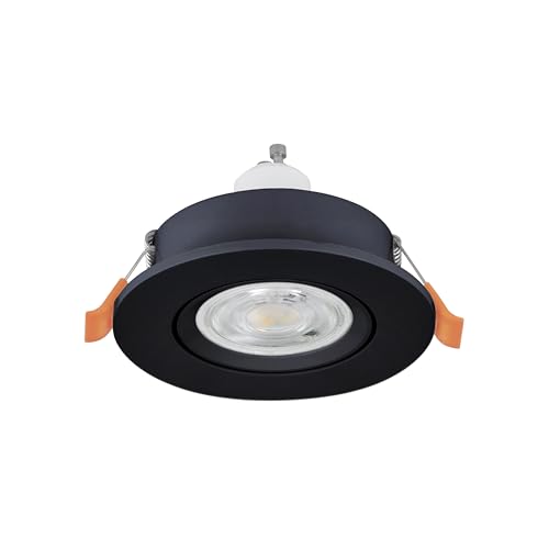 Eglo LED Recessed Spotlight Barranco, Ceiling Spot Living Room, Adjustable lamp Made of Black Plastic, Warm White, Including GU10 Bulb