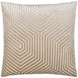 Paoletti Evoke Velvet Polyester Filled Cushion – Luxurious Chevron Pattern Decorative Square Pillow With Filling (Mink - 55x55cm)
