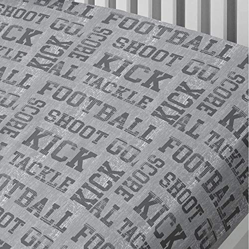 Bedlam - Football - Childrens Fitted Sheet - Single Bed Size - Grey & Yellow Bedding