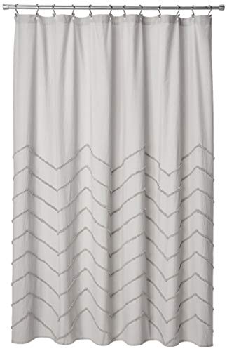 "Lush Decor Light-Gray Chenille Chevron Shower Curtain for Bathroom (72"" x 72"")"