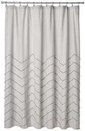 "Lush Decor Light-Gray Chenille Chevron Shower Curtain for Bathroom (72"" x 72"")"