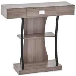 CASART 3-Tier Console Table, T-Shaped Entryway Sofa Table Behind Foyer Table with Drawer, Shelves & Anti-Tipping Kits, Industrial Compact Couch Table for Living Room Hallway (1 Drawer, Grey)