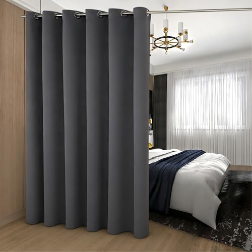 BGment Blackout Curtain for Sliding Glass Door with Grommets Thermal Insulated for Living Room 8.3ft W x 7ft L Dark Grey