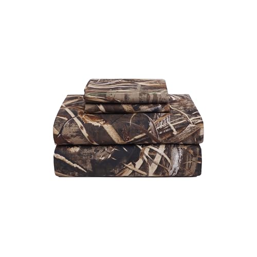 VISI-ONE Realtree Max-5 Camouflage Bed Sheets - 4 Piece Camo Bedding Full - Premium Polycotton Super Soft Hunting Sheet Set - Machine Washable Outdoor Bedding Set (Full Size)
