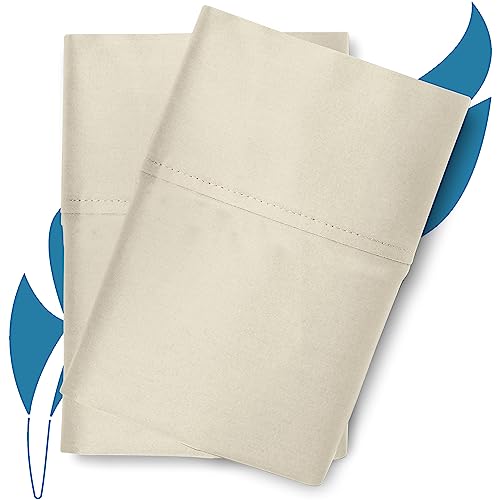 Ashton Pillowcases Premium 800-Thread-Count Egyptian Feel 100% Cotton Pillowcases - Soft, Breathable Ivory King Size 2 Pc Pillowcase, Smooth Sateen Weave, Extra Long Staple Cotton Pillow Covers