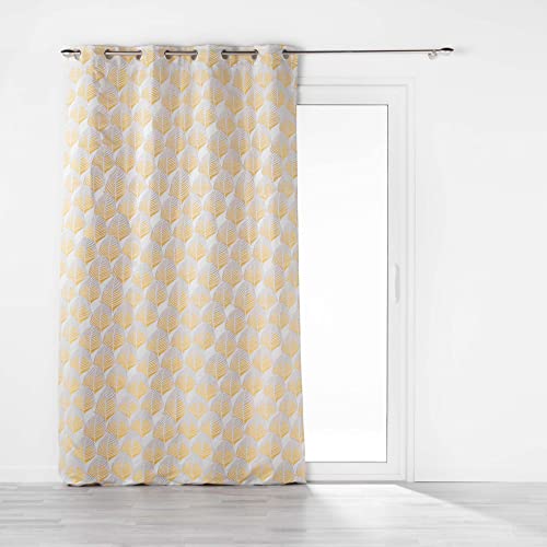 Douceur d'Intérieur, Curtain with Eyelets 140 x 260 cm Yellow, Jacquard, Floriani