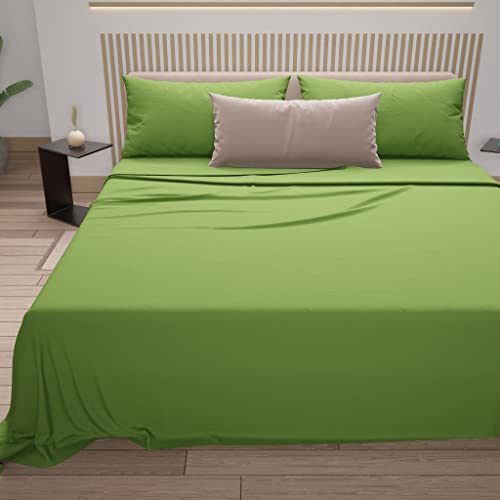 PETTI Artigiani Italiani - Cotton Sheets, Double Bed Sheets, Queen Size Bed Set, Green, 100% Made in Italy