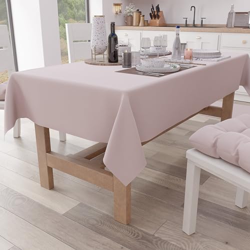 PETTI Artigiani Italiani - Table Cloth, Kitchen Tablecloth in Solid Colour, Cotton Powder, 15 Seater (140 x 300 cm)