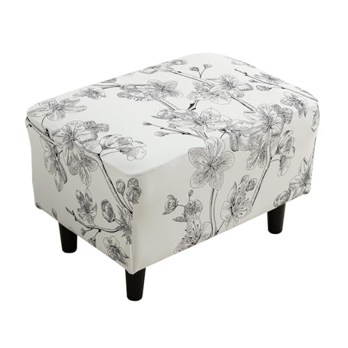 Eco-Ancheng Chair Cover Stretch Ottoman Cover Rectangular Storage Ottoman Slipcover Footrest Stool Covers Foot Stool Cover with Nonslip Elastic Bottom 03