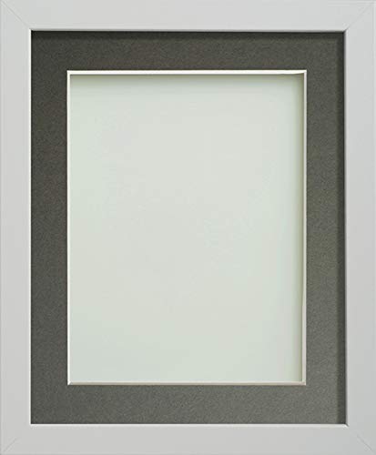Frame Company Allington White Photo Frame with Grey Mount, 12x10 for 10x8 inch, fitted with perspex