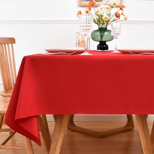 NEWISHER Red Square Tablecloth 52x52 inch, Heavy Duty Polyester Fabric Table Cloth, Reusable Washable Solid Table Cover for Dining, Kitchen, Party, Wedding, Indoor Outdoor Tabletop Decoration