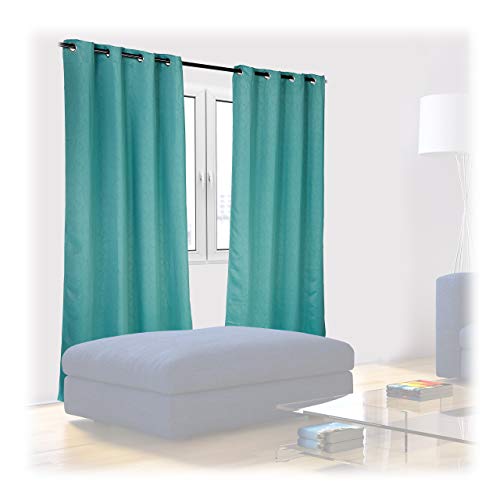 Relaxdays Curtains, Set of 2, Opaque & Darkening, for Bedroom or Living Room, Blackout Blinds, Black