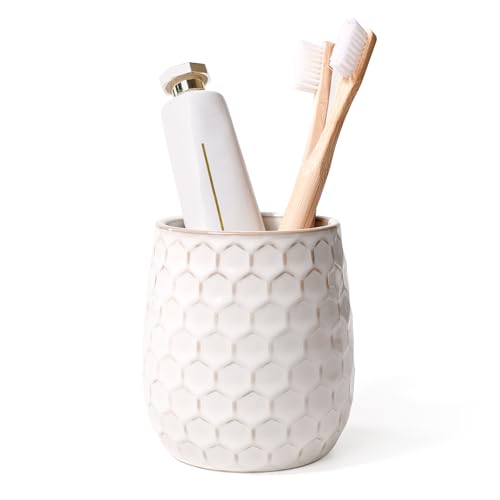 "Toothbrush Holder, Tooth Brush Holder for Bathroom - Ceramic Toothbrush Cup White Toothbrush Holders Countertop, Makeup Brush Holder Pen Holder, 3.62"" x 3.62"" x 3.93"", ANTIS'S HOME"