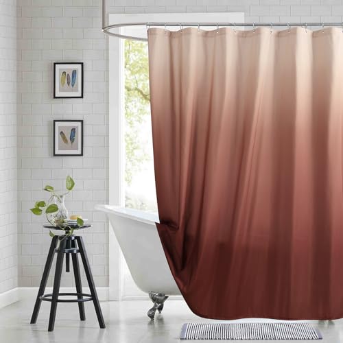"BESTRIPES Stall Fabric Shower Curtain, Burgundy Ombre Narrow Cloth Shower Curtains for Bathroom, Modern Bathroom Small Curtains, 54"" W x 72"" H"