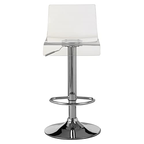 Premier Housewares Acrylic Bar Stool/Pedestal Base Bar Stool/Black Stool With Foot Rest/Breakfast Bar Stools/Adjustable/Stool W39 x D43 x H98cm.