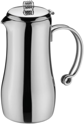 Caf?? Stal Elements Stylish 18/10 Stainless Steel Coffee Pot with Cool Touch Wire Handles, Mirror Polished, 38oz