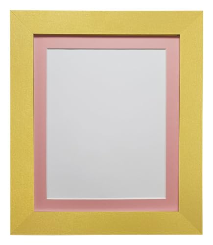 FRAMES BY POST Metro Picture Photo Frame Gold with Pink Mount 40 x 40 cm Image Size 12 x 12 Inch Plastic Glass