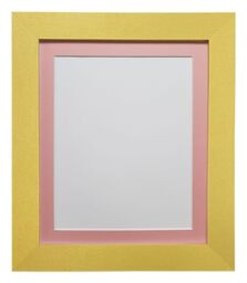 FRAMES BY POST Metro Picture Photo Frame Gold with Pink Mount 40 x 40 cm Image Size 12 x 12 Inch Plastic Glass