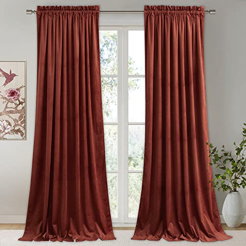 StangH Rust Velvet Curtains for Bedroom, Luxury Room Darkening Window Drapes Thermal Insulation Noise Reduction Door Panels for Dining Room/Nersury, W52 x L84, 2 Panels