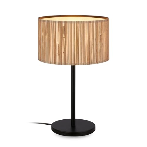 BRILONER - Table lamp with Seagrass lampshade, Cable Switch, E27, max. 10 W, lamp, Boho, Esthetic, Night lamp, Table lamp, Decorative lamp, Corridor lamp, Office lamp,