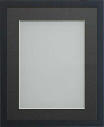 Frame Company Jellybean Range Black Wooden 7x5 inch Picture Photo Frame with Grey Mount for Image 6x4 inch * Choice of Colours & Sizes* Fitted with Perspex