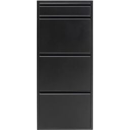 KARE Design Shoe Container Caruso 3 Plus 1, Black, Steel, 4 Tipping Compartments, Space for 6 Pairs of Shoes, Slim, Space-Saving, Storage Space, Hallway, Floor, 115x50x15 cm (H/W/D)