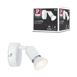 Paulmann Carolina 66763 Spotlight 1-Bulb Max. 10 Watt Ceiling Light White Matt Metal GU10 Ceiling Spotlight Without Bulb