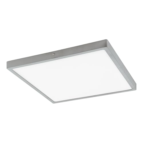 EGLO Fueva 1 LED Ceiling Light, 1 Bulb, Material: Aluminium, Plastic, Colour: Silver, White, Length: 40 x 40 cm, Neutral White