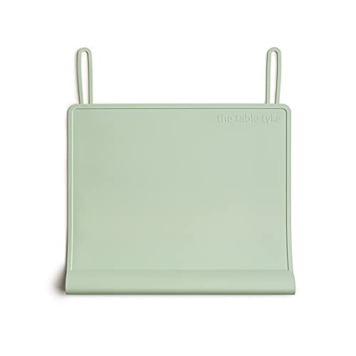 The Table Tyke 100% Silicone Placemat with Teething Edge Bumper/Spill Stopper - Dishwasher Safe, Travel Ready Non-Slip Suction Activity Mat for Infants, Babies, Toddlers, Children, Kids (Sage Green)