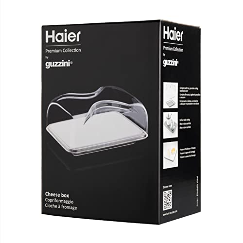 Haier HAGCB40 Cheese Box - with Tray - Porcelain Cutting Board and Lid - Rectangular - Elegant - 25.5x18x11.5 cm - Haier Premium Collection by Guzzini