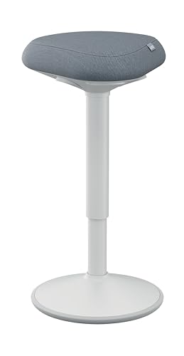 Leitz Ergo Active Standing Stool with Unique Dual Density Foam Comfort Cushion, Height Adjustable 57 to 82cm, 100% Post Consumer Recycled Seat Cover, Supports 110kg, Ergo Range, Light Grey, 65450085