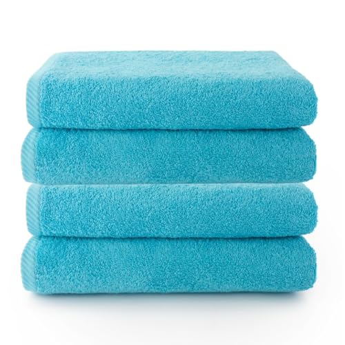 Top Towel Plus - Set of 4 Large 100% Cotton Shower Towels - Bath Sheets 70 x 140 cm Soft, Absorbent and Durable - Ideal Set for Modern Bathroom